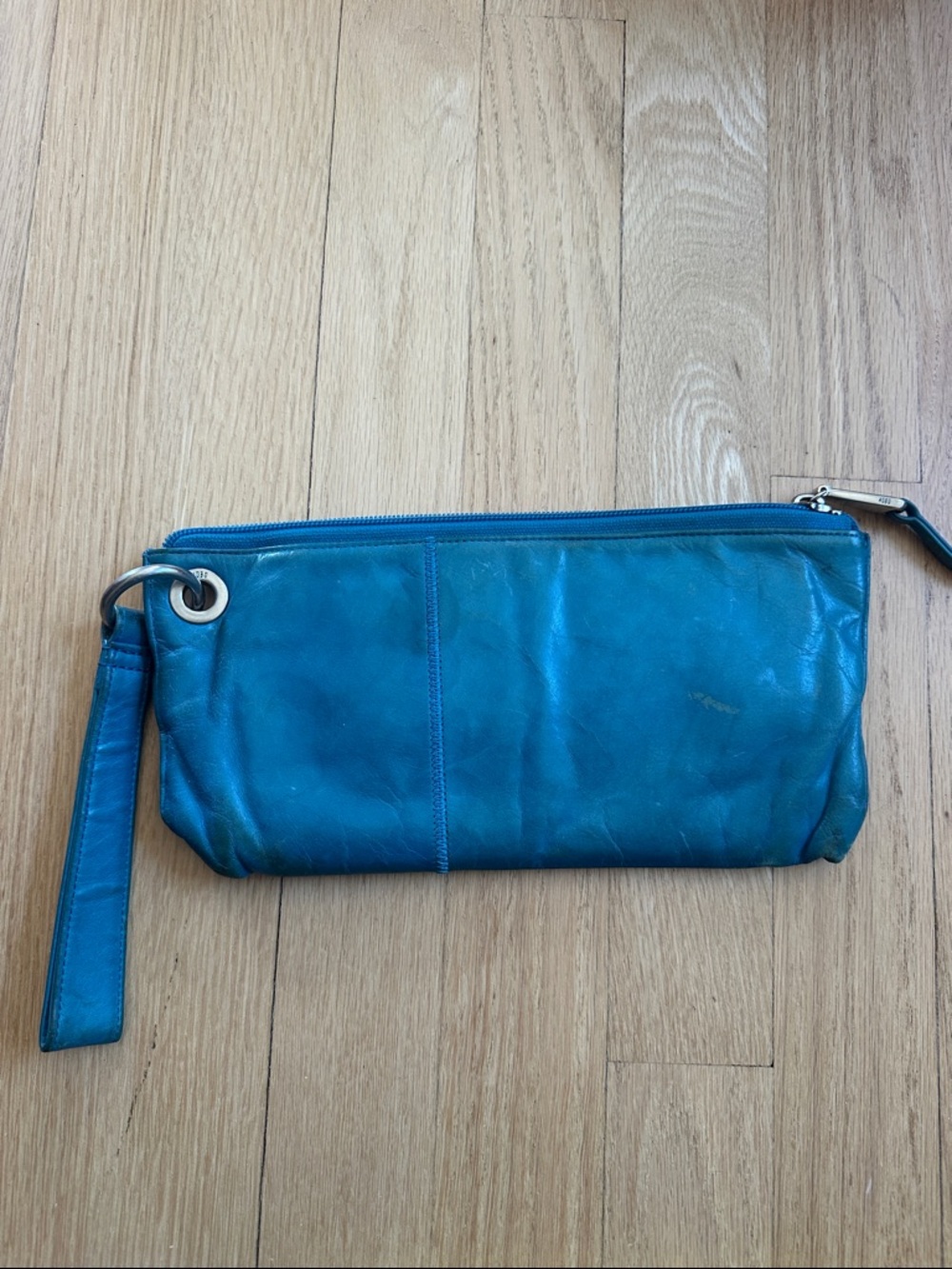 HOBO Teal Leather Wristlet Clutch